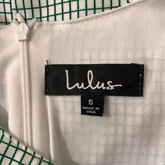 Lulus Green White Check Short Sleeve Shift Dress Size Small NWT - Picture 8 of 8